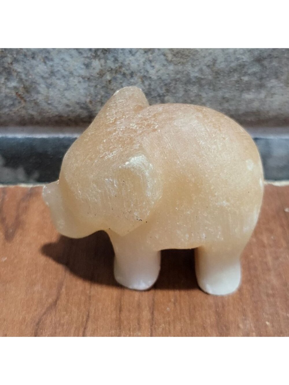 Miniature Hand Carved Orange Calcite Elephant Figurine